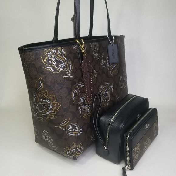 COACH 4 SET DESIGNER BAG MAKEUP CASE WALLET CHARM - Picture 4 of 12